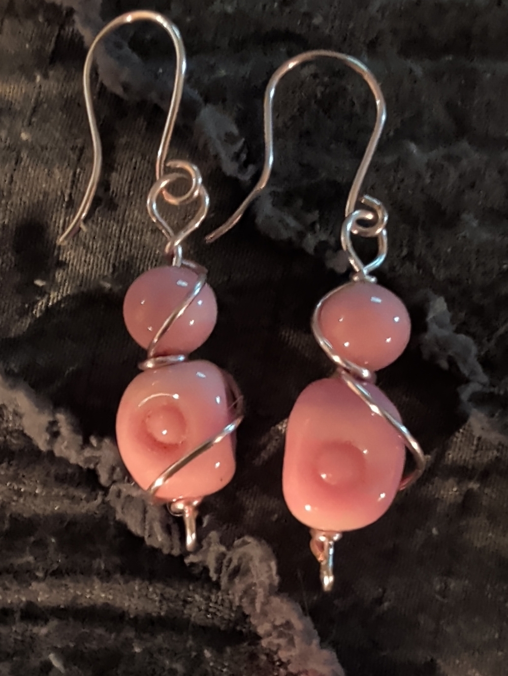 Pink Glass Bead Drop Earrings - Women Jewelry